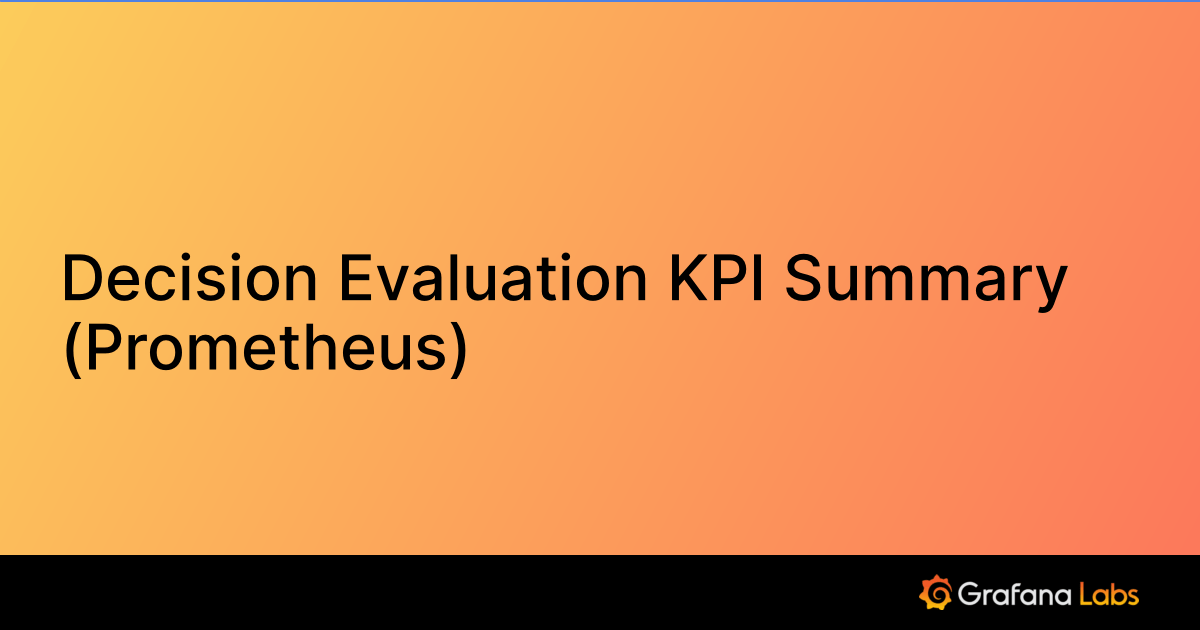 Decision Evaluation KPI Summary (Prometheus) Grafana Labs